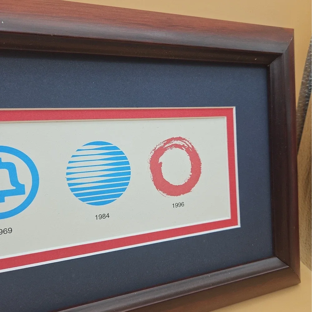 Vintage Bell System Logo Evolution Framed Art Print AT&T Telephone History Sign
